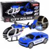 Policijos sraigtasparnis ir automobilis