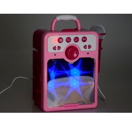 Muzikinė kolonėlė su mikrofonu (rožinė)
