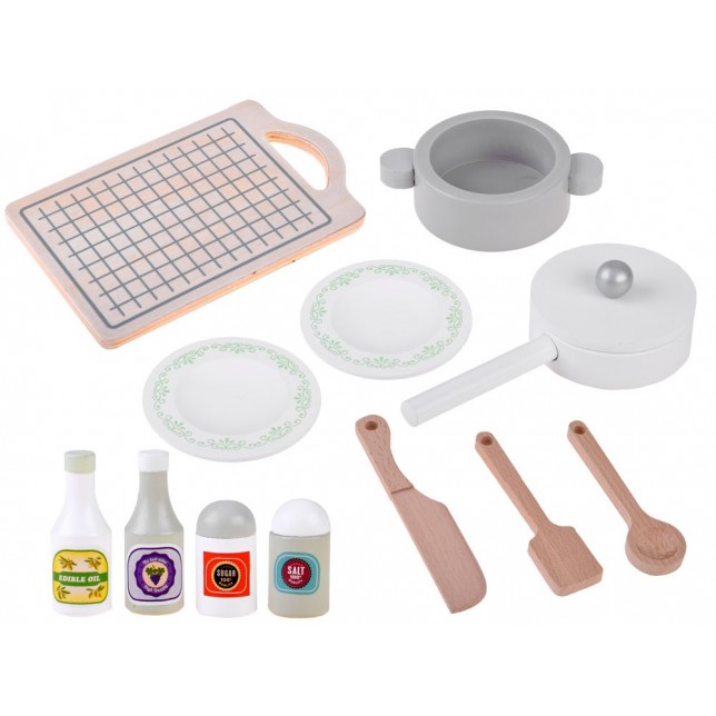 Stilinga medinė virtuvė vaikams, pilka