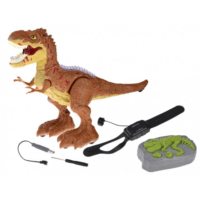 RC riaumojantis, garais kvėpuojantis dinozauras, rudas