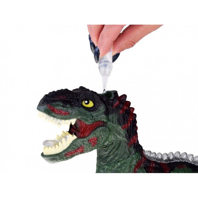 RC riaumojantis, garais kvėpuojantis dinozauras, žalias