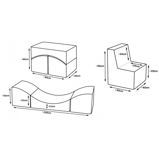 Minkštas baldų komplektas - Play furniture / 3 vnt