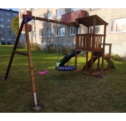 Žaidimų aikštelė su 2 čiuožyklomis - COMBO SWING
