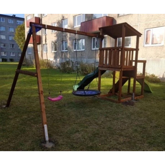 Žaidimų aikštelė su 2 čiuožyklomis - COMBO SWING