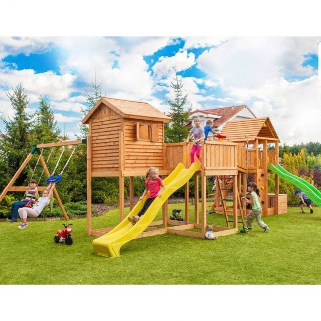 Didelė žaidimų aikštelė su namukais - FORTRESS Toybox Rainbow