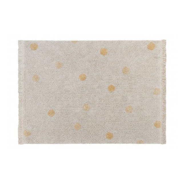 Skalbiamas kilimas su geltonais taškučiais - "Hippy Dots" 120x160 cm