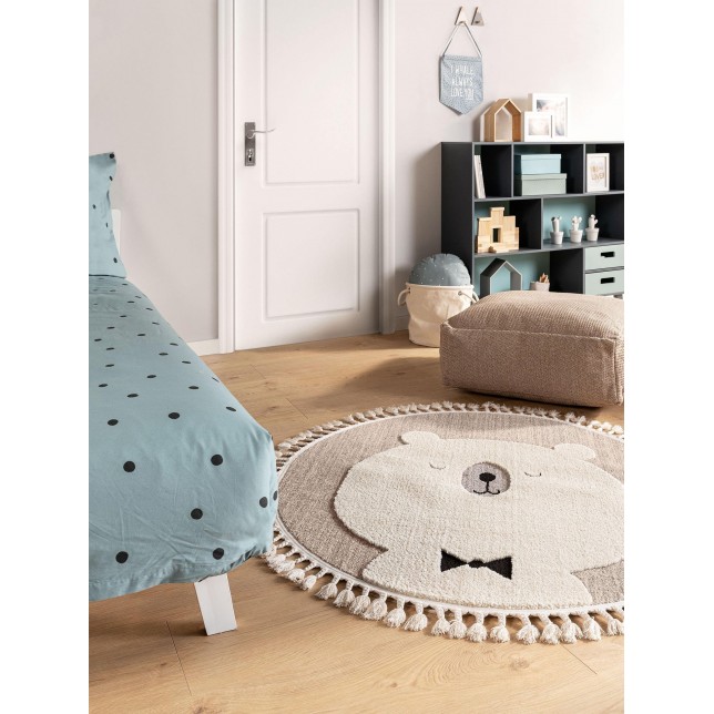 Kids rug Momo Beige ø 120 cm round