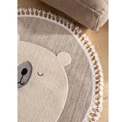 Kids rug Momo Beige ø 120 cm round