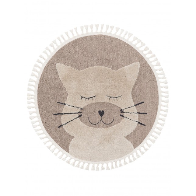 Kids rug Momo Beige ø 120 cm round