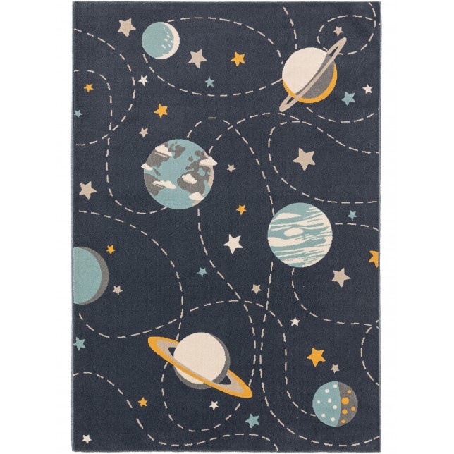 Mėlynas tamsus kilimas - Planetos 160x230 cm