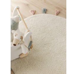 Skalbiamas kreminės spalvos kilimas / 100 cm apvalus