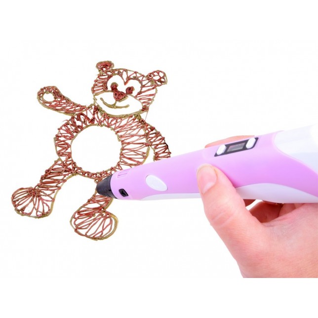 Rožinis 3D rašiklis + užpildai