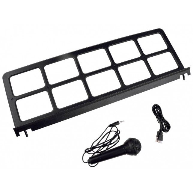 Didelis pianinas su mikrofonu
