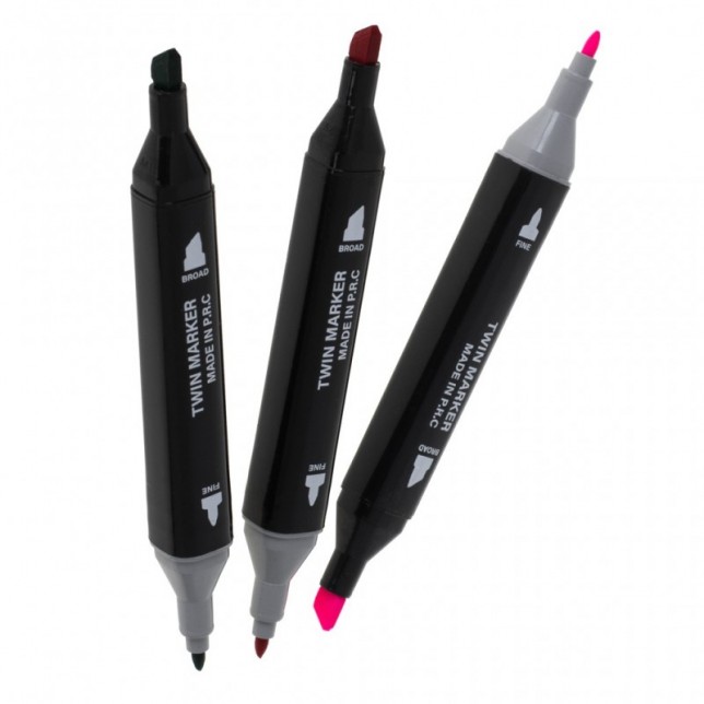 Dvipusiai spalvotii žymekliai dėkle 24 vnt + stovas