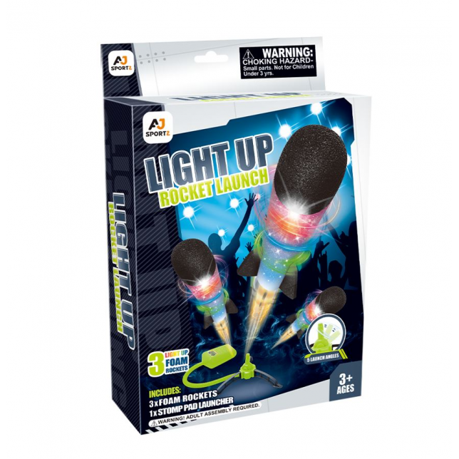 Skraidanti LED raketa iš putplasčio