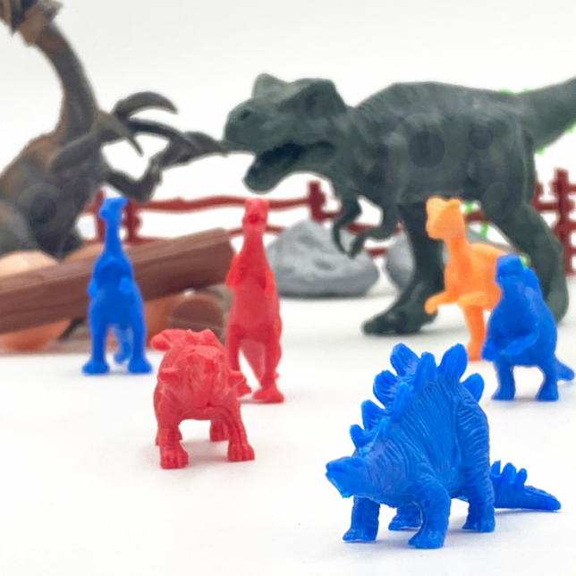 WOOPIE dinozaurų rinkinys su priedais dėžutėje