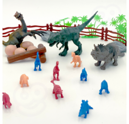 WOOPIE dinozaurų rinkinys su priedais dėžutėje