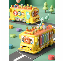 Geltonas interaktyvus autobusas 6 in 1