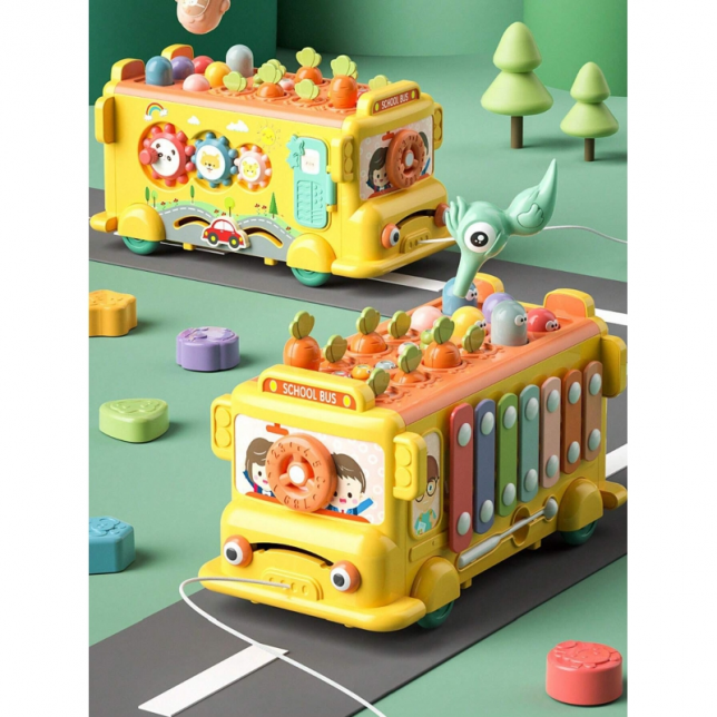 Geltonas interaktyvus autobusas 6 in 1