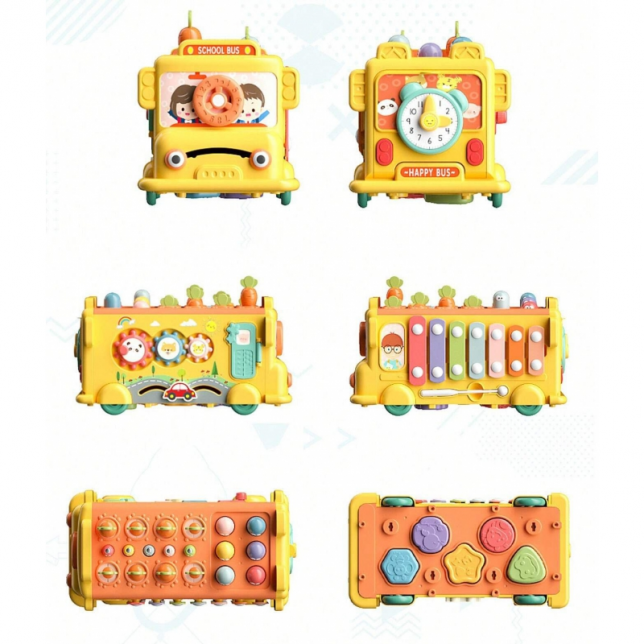 Geltonas interaktyvus autobusas 6 in 1