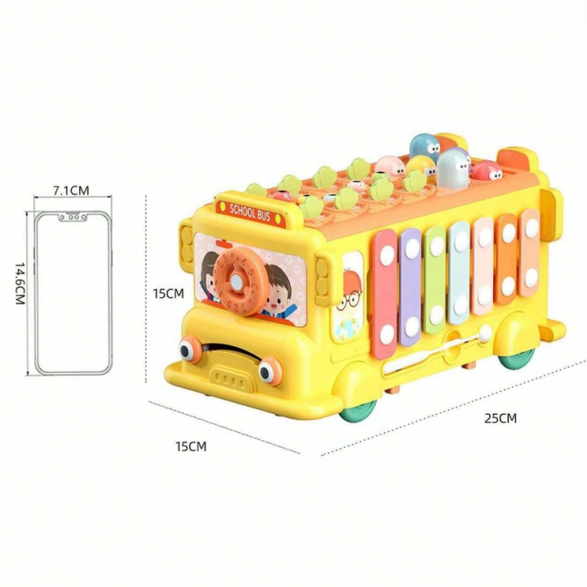 Geltonas interaktyvus autobusas 6 in 1