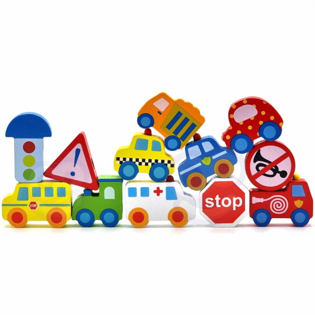 Medinis vėrimo rinkinys - Transportas 2+