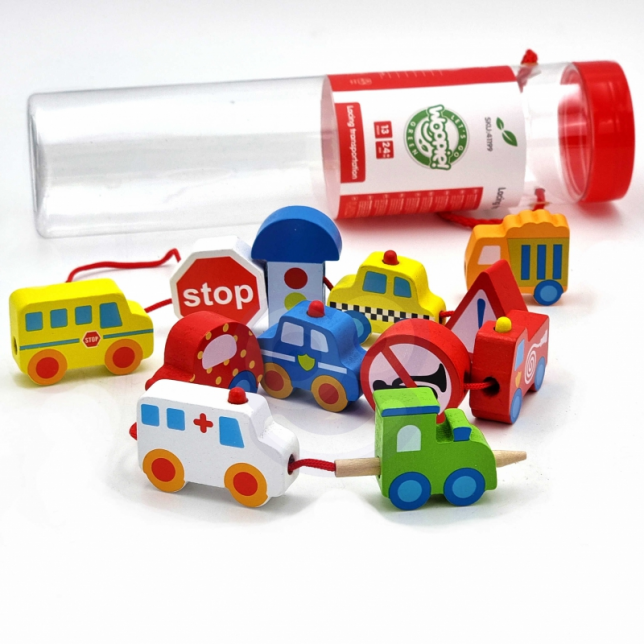 Medinis vėrimo rinkinys - Transportas 2+