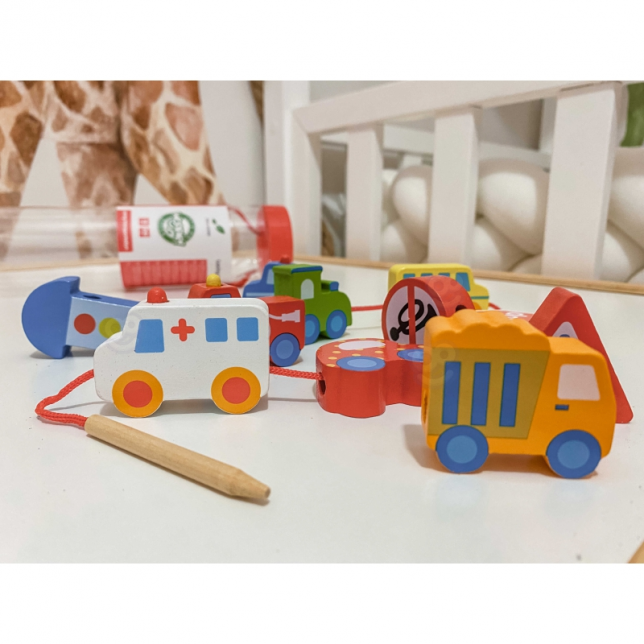 Medinis vėrimo rinkinys - Transportas 2+