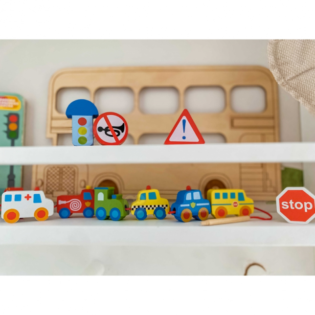 Medinis vėrimo rinkinys - Transportas 2+
