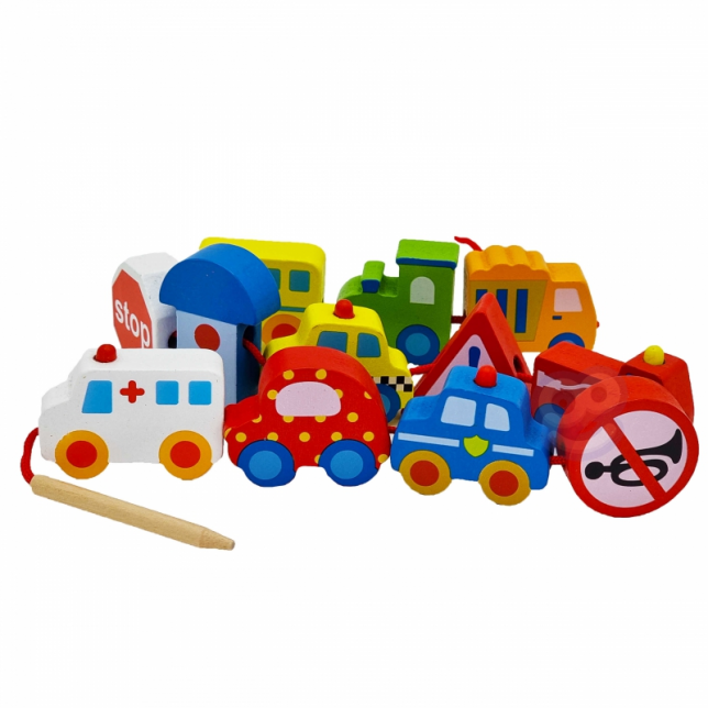 Medinis vėrimo rinkinys - Transportas 2+