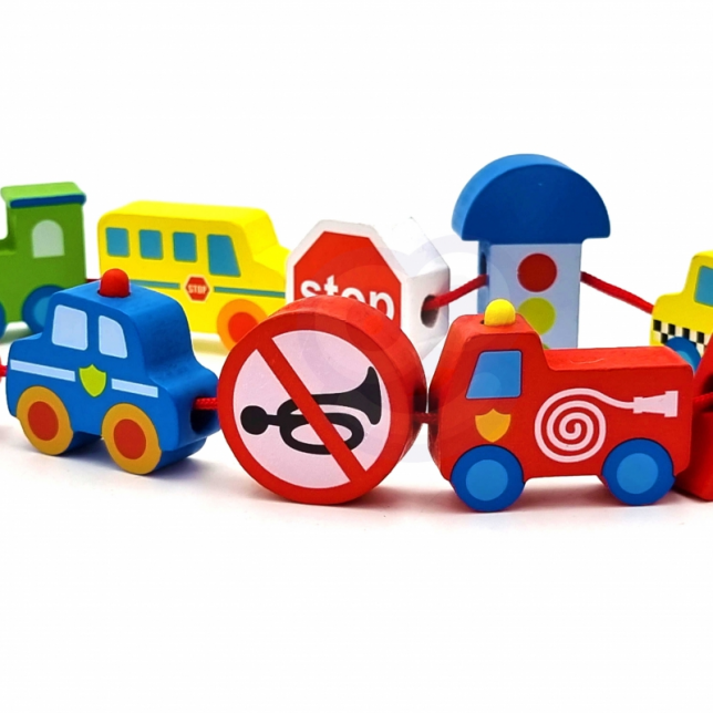 Medinis vėrimo rinkinys - Transportas 2+