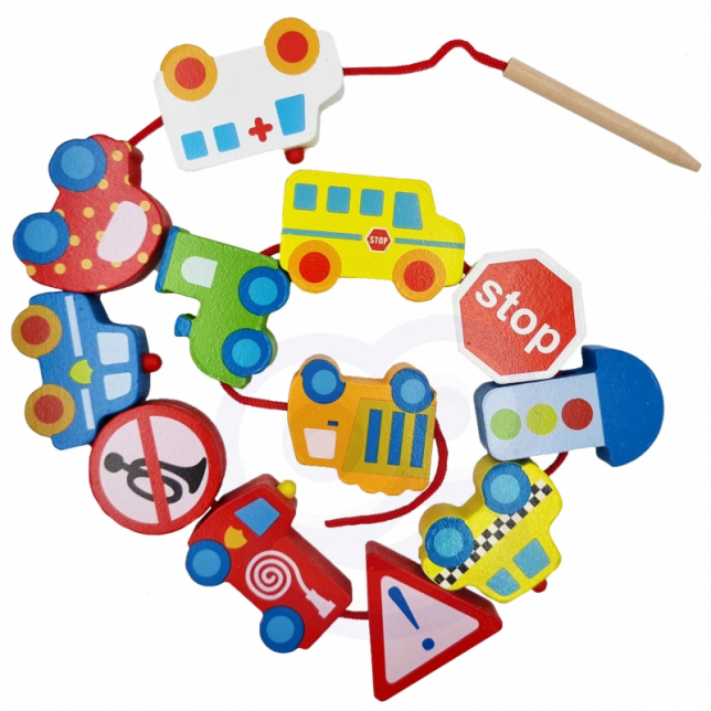 Medinis vėrimo rinkinys - Transportas 2+