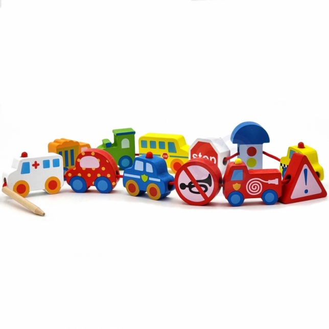 Medinis vėrimo rinkinys - Transportas 2+