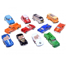 Metalinių mašinėlių rinkinys - Retro 1:64 12 vnt