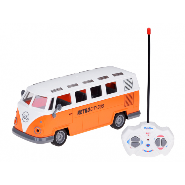 Radijo bangomis valdomas Retro stiliaus autobusas