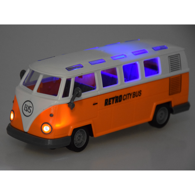 Radijo bangomis valdomas Retro stiliaus autobusas