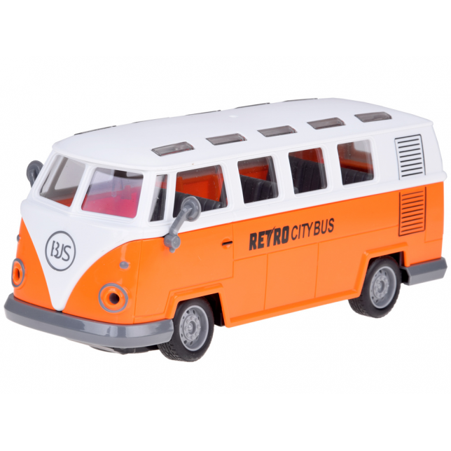 Radijo bangomis valdomas Retro stiliaus autobusas