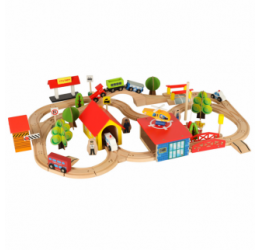 Medinis traukinuko komplektas - railroad city 69 vnt.