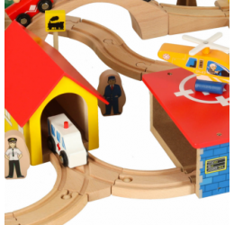 Medinis traukinuko komplektas - railroad city 69 vnt.