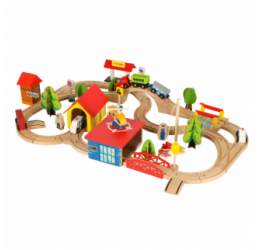 Medinis traukinuko komplektas - railroad city 69 vnt.