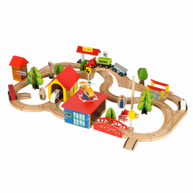 Medinis traukinuko komplektas - railroad city 69 vnt.