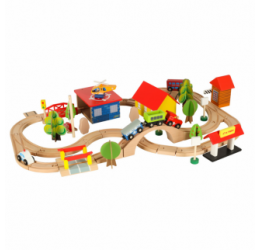 Medinis traukinuko komplektas - railroad city 69 vnt.