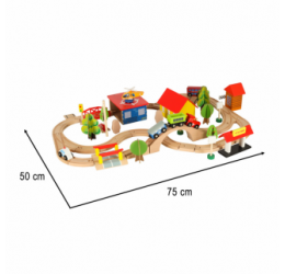 Medinis traukinuko komplektas - railroad city 69 vnt.