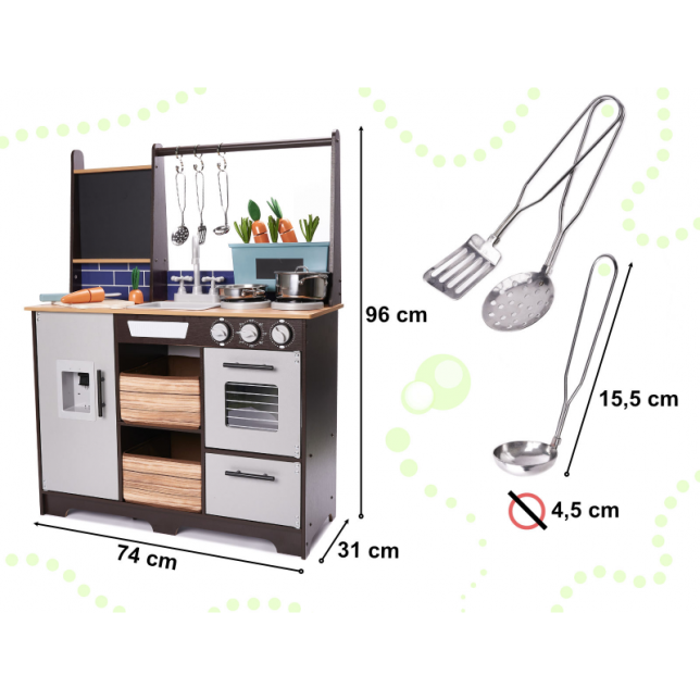 Medinė virtuvėlė su priedais LOFT XXL 96cm