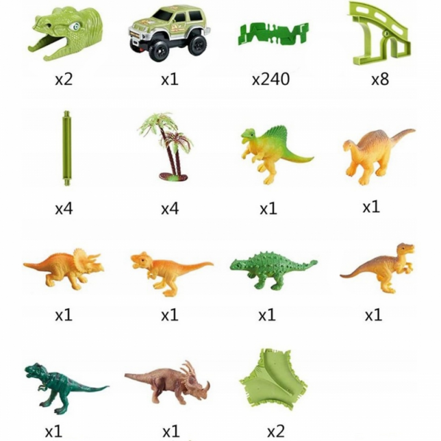 Dinozaurų trasa XXL 240 elementų