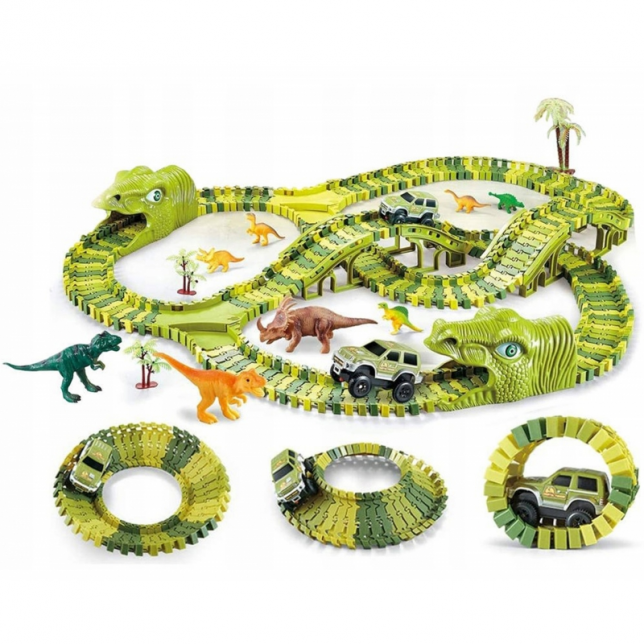 Dinozaurų trasa XXL 240 elementų