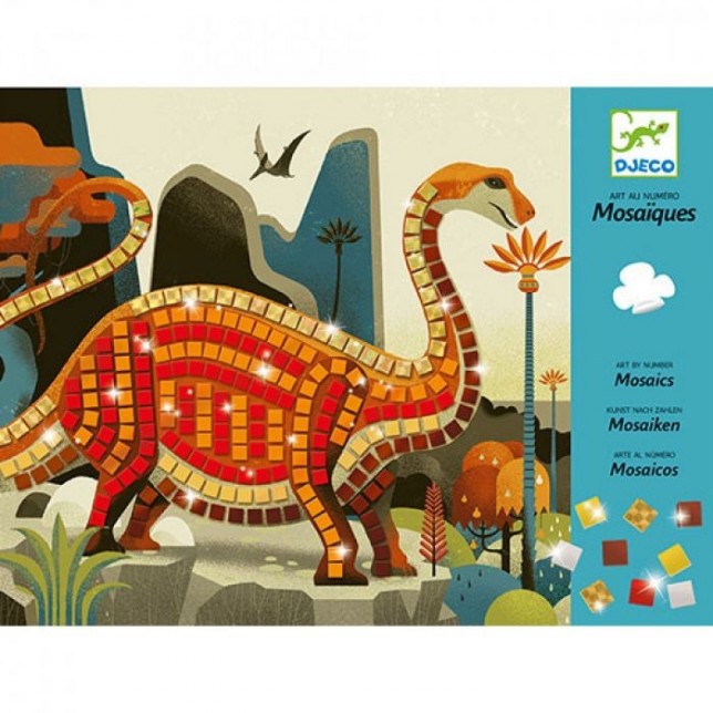 Djeco blizgūs lipdukai mozaika "Dinozauras" 4-8m.