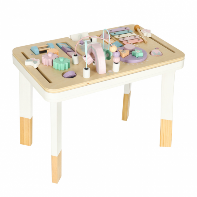 Medinis montessori veiklos stalas, pastelinis