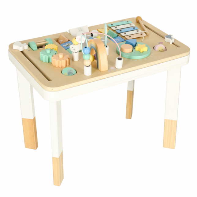 Medinis montessori veiklos stalas, melsvas