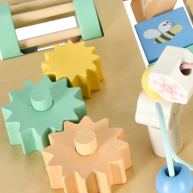 Medinis montessori veiklos stalas, melsvas